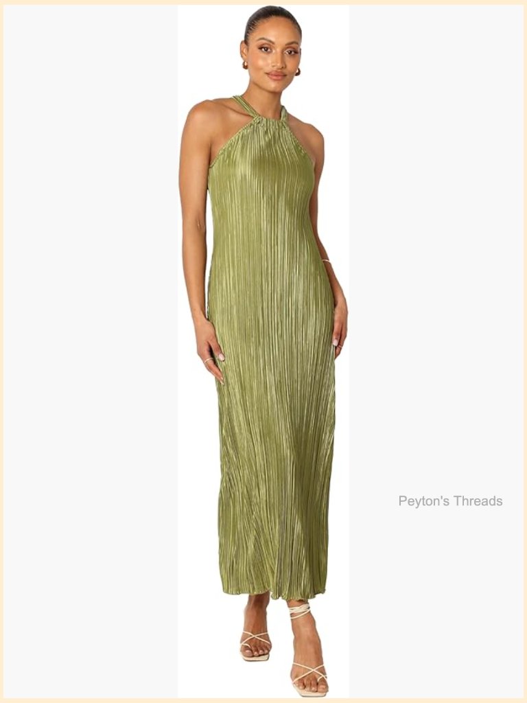 Plisse Halter Maxi Dress With Lettuce Hemline